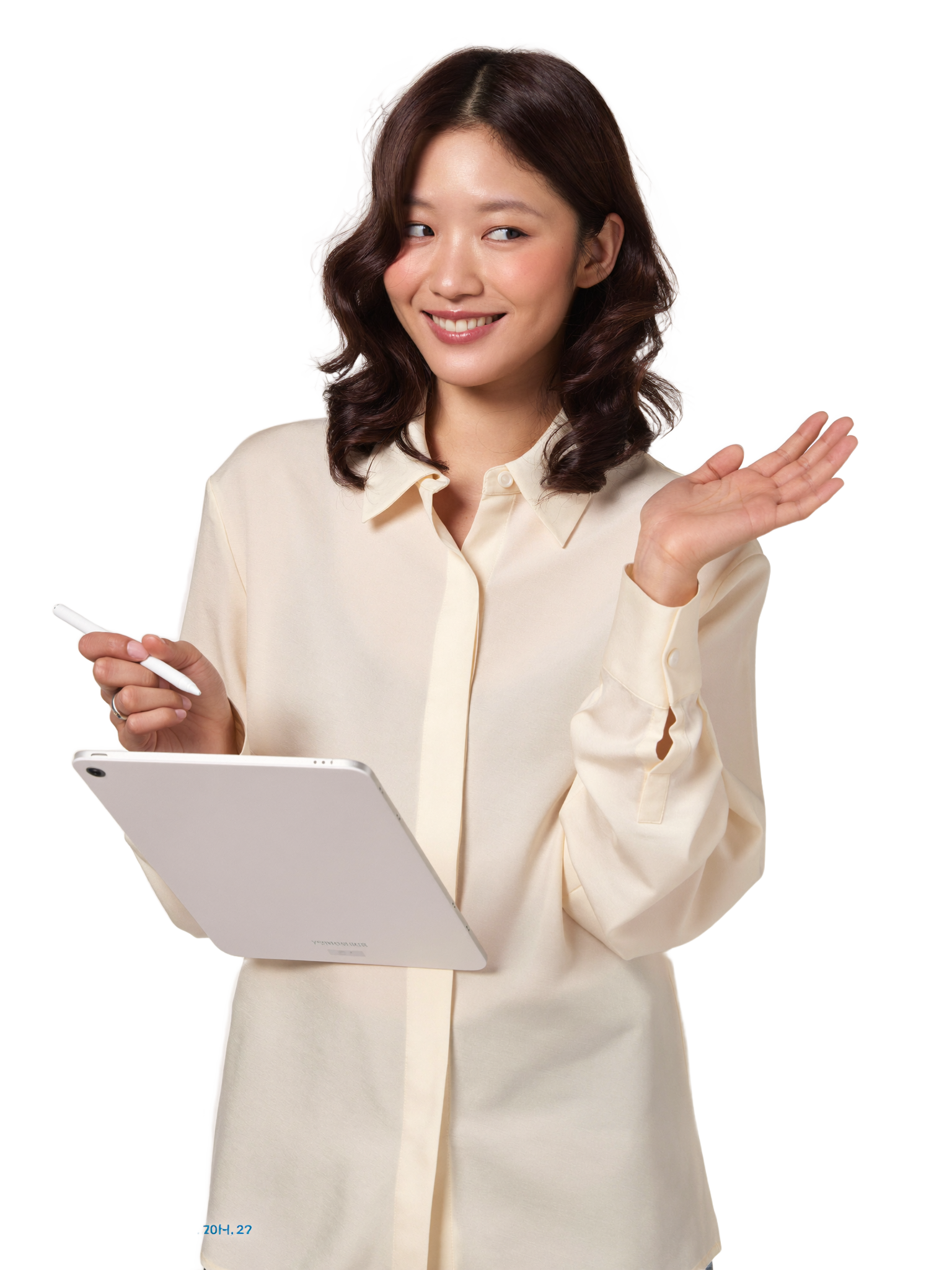 태블릿으로 학습 내용을 설명하는 선생님